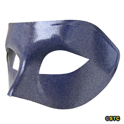 Blue Venetian Masquerade Mask with Silver Glitter