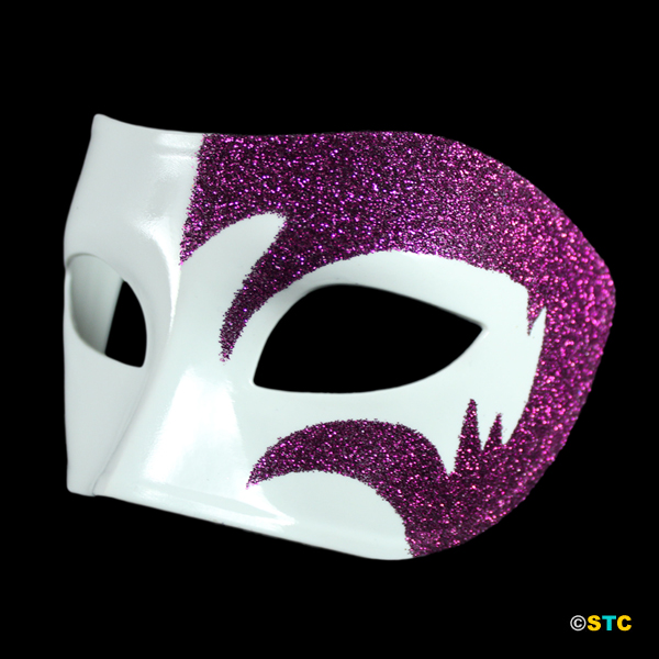 Mystic Purple Glitter & White Venetian Masquerade Mask