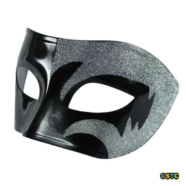Mystic Silver Glitter & Black Venetian Masquerade Mask