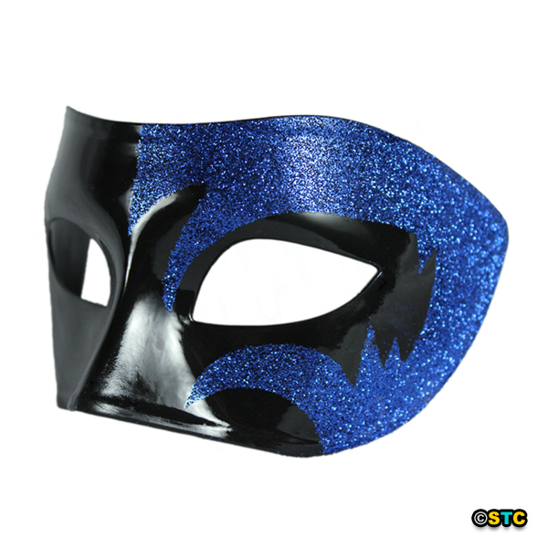 Mystic Blue Glitter & Black Venetian Masquerade Mask