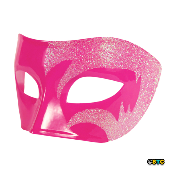 Mystic Holographic Glitter & Pink Venetian Masquerade Mask