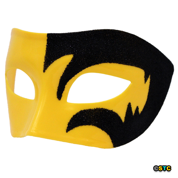 Mystic Black Glitter & Yellow Venetian Masquerade Mask